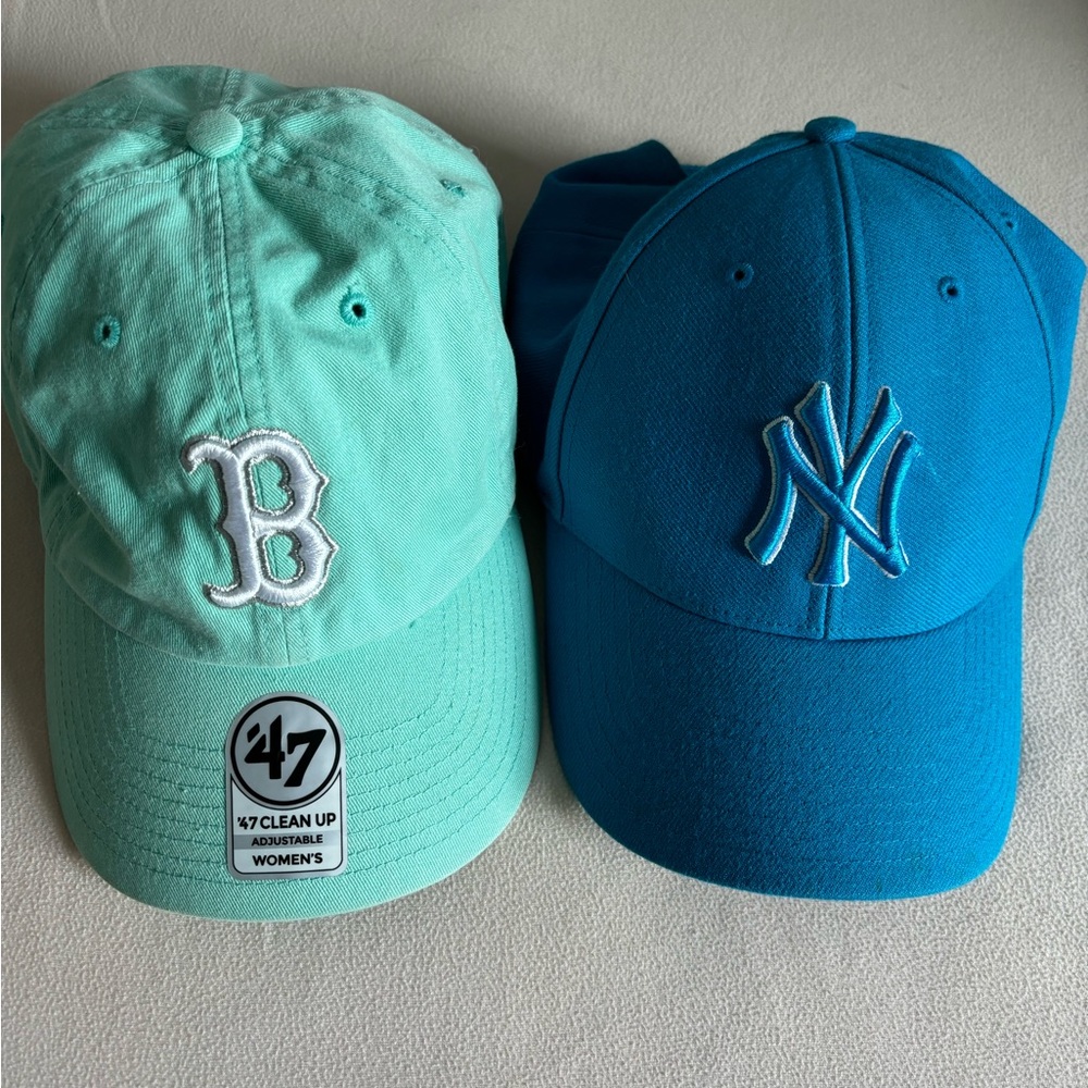 Boston and New York Yankees baseball caps